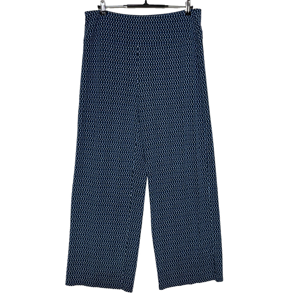 J. Jill Pants Womens Large Blue White Wide‎ Leg Fits 32x31 Elastic Waist Stretch